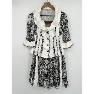 Canada Svetlana Fit & Flare Animal Print 2pc Dress Women 6 Black White unique Ra